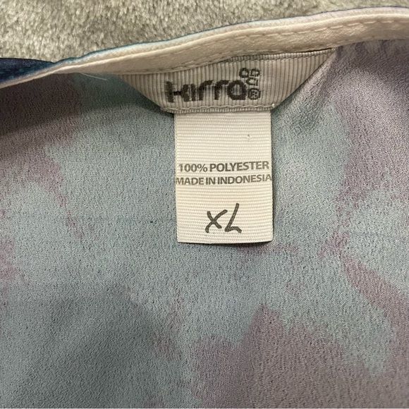 Kirra Blue and Green Print Scoop Back Blouse Size XL - Picture 3 of 6